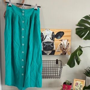 Vintage Teal Midi Skirt